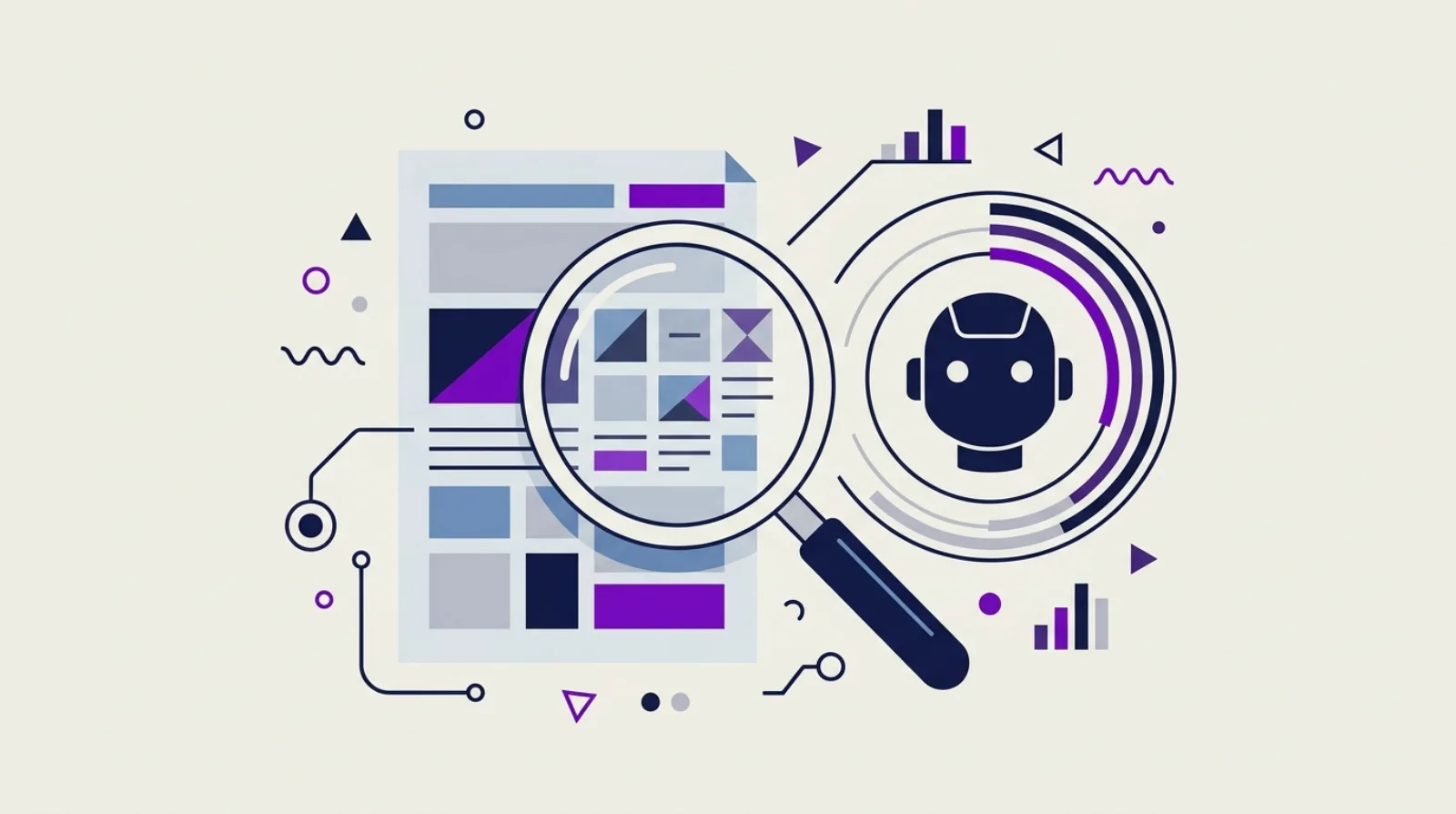 Conceptual illustration of an AI robot and human author collaborating on SEO content — E-E-A-T signals, expertise and editorial trustworthiness
